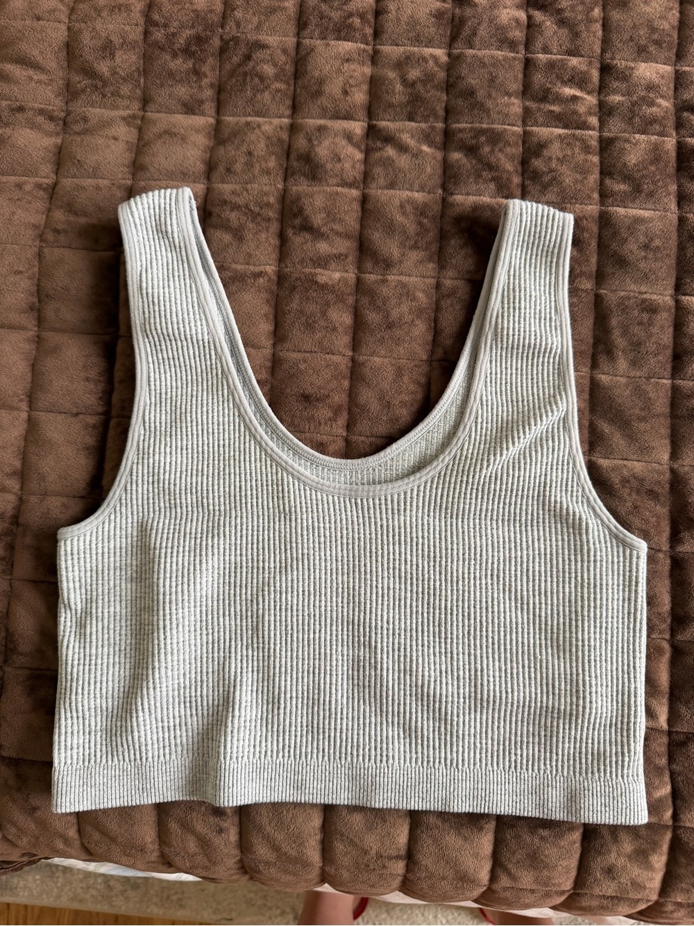 Cropped Rib Knit Tank Top - Cream